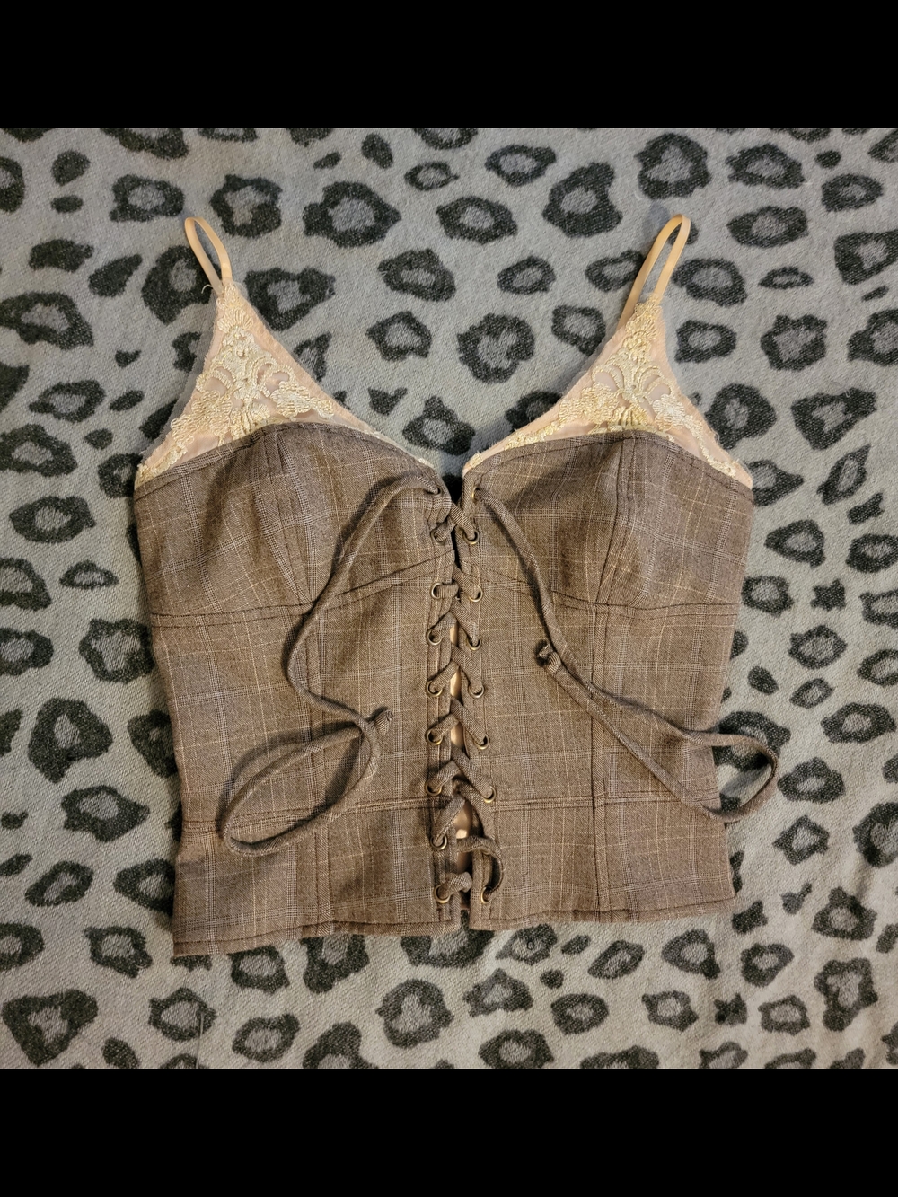 Vintage Baby Phat Plaid Lace Up Front Corset Top
